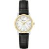 Bulova Classic Quartz Ladies Watch, Stainless Steel Diamond(Black Leather Strap  Mother-of-Pearl Dial)
