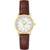 Bulova Classic Quartz Ladies Watch, Stainless Steel Diamond(Brown Leather Strap  Mother-of-Pearl Dial)