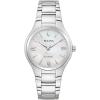 Bulova Ladies’ Classic 3-Hand Automatic Stainless Steel Watch, Mother-of-Pearl Dial(Silver)