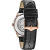 Bulova Men’s Classic Automatic Watch with Leather Strap, Open Aperture Dial, Hack Feature, 41mm(Black Strap/Rose Gold)