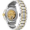 Bulova Men’s Classic Sutton 4-Hand Automatic Watch, 24-Hour Sub Dial, Open Aperture, Self-Winding, Exhibition Caseback, Double Curved Mineral Crystal, Luminous Hands, 42mm(Two-Tone Gold/Black Dial)