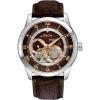 Bulova Men’s Classic Sutton 4-Hand Automatic Watch, 24-Hour Sub Dial, Open Aperture, Self-Winding, Exhibition Caseback, Double Curved Mineral Crystal, Luminous Hands, 42mm(Brown Strap/Brown Dial)