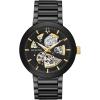 Bulova Men’s Modern 3-Hand Automatic Watch, Open Aperture Dial and Edge to Edge Crystal(Black Ion-Plated/Gold Tone Accents)