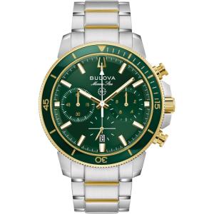 Bulova Men’s Quartz Marine Star Series C Chornograph Watch, Two-Tone Stainless Steel Case & Green Dial (Style: 98B469)