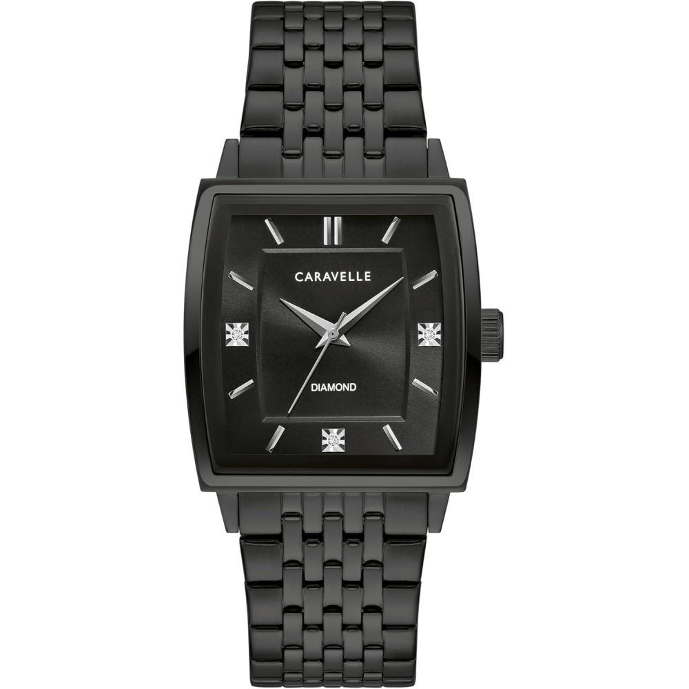 imageCaravelle by Bulova Mens Modern Diamond 3Hand Quartz Steel Tonneau WatchBlack