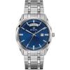 Bulova Men’s Classic Dress Surveyor 2-Hand Day/Date Quartz Watch, Luminous Hands, 39mm(Silver/Blue Dial)