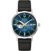 Bulova Men’s Vintage Aerojet 4-Hand Automatic Watch, Open Aperture, Hack Feature, 24 Hour Time, Calendar Date, Double Curved Mineral Crystal, Luminous Hands, 41mm(Black Strap/Blue Dial)