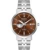 Bulova Men’s Vintage Aerojet 4-Hand Automatic Watch, Open Aperture, Hack Feature, 24 Hour Time, Calendar Date, Double Curved Mineral Crystal, Luminous Hands, 41mm(Stainless/ Brown Dial)