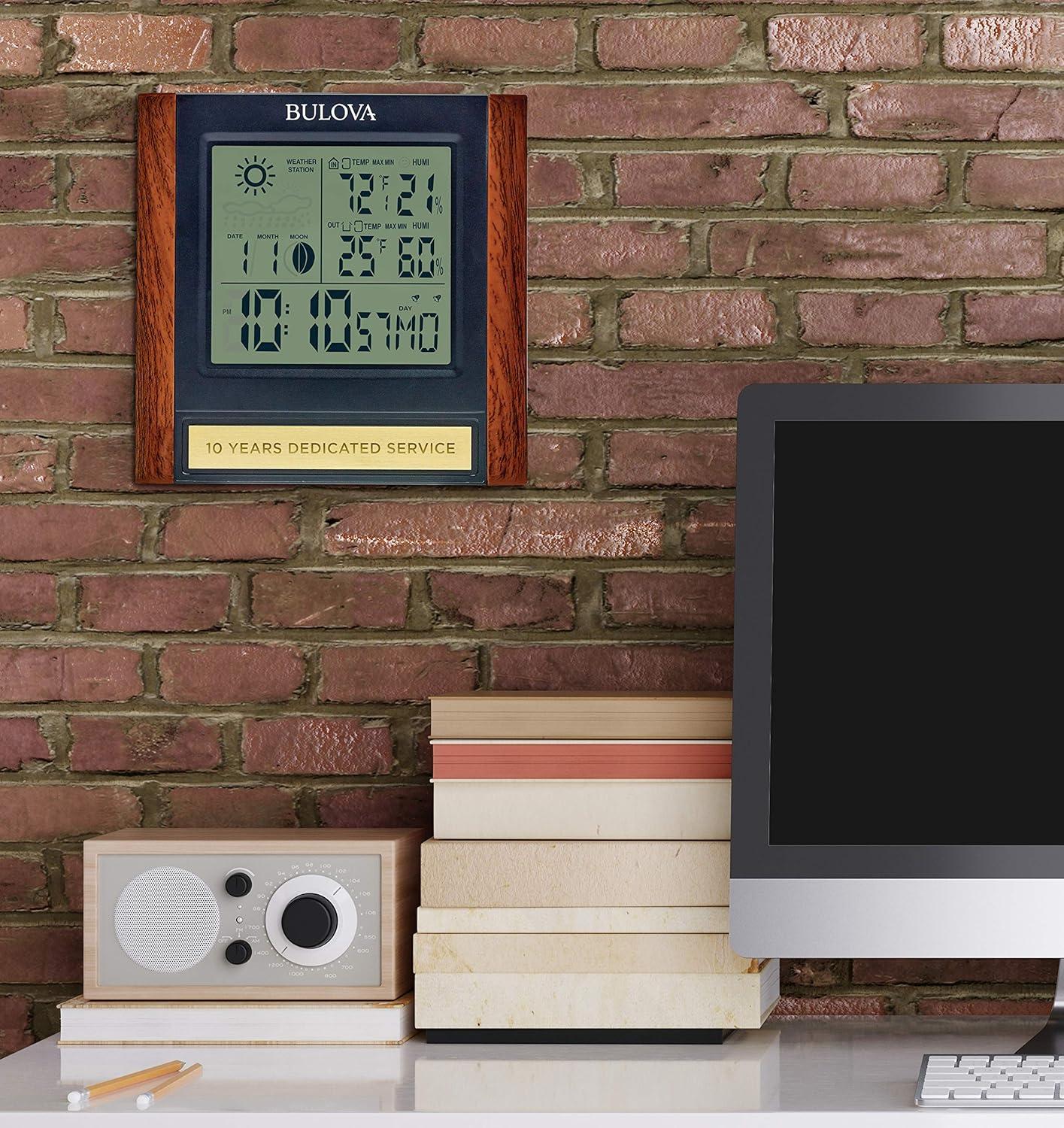 imageBulova Forecaster Versatile Tabletop Clock Brown amp Black B1708