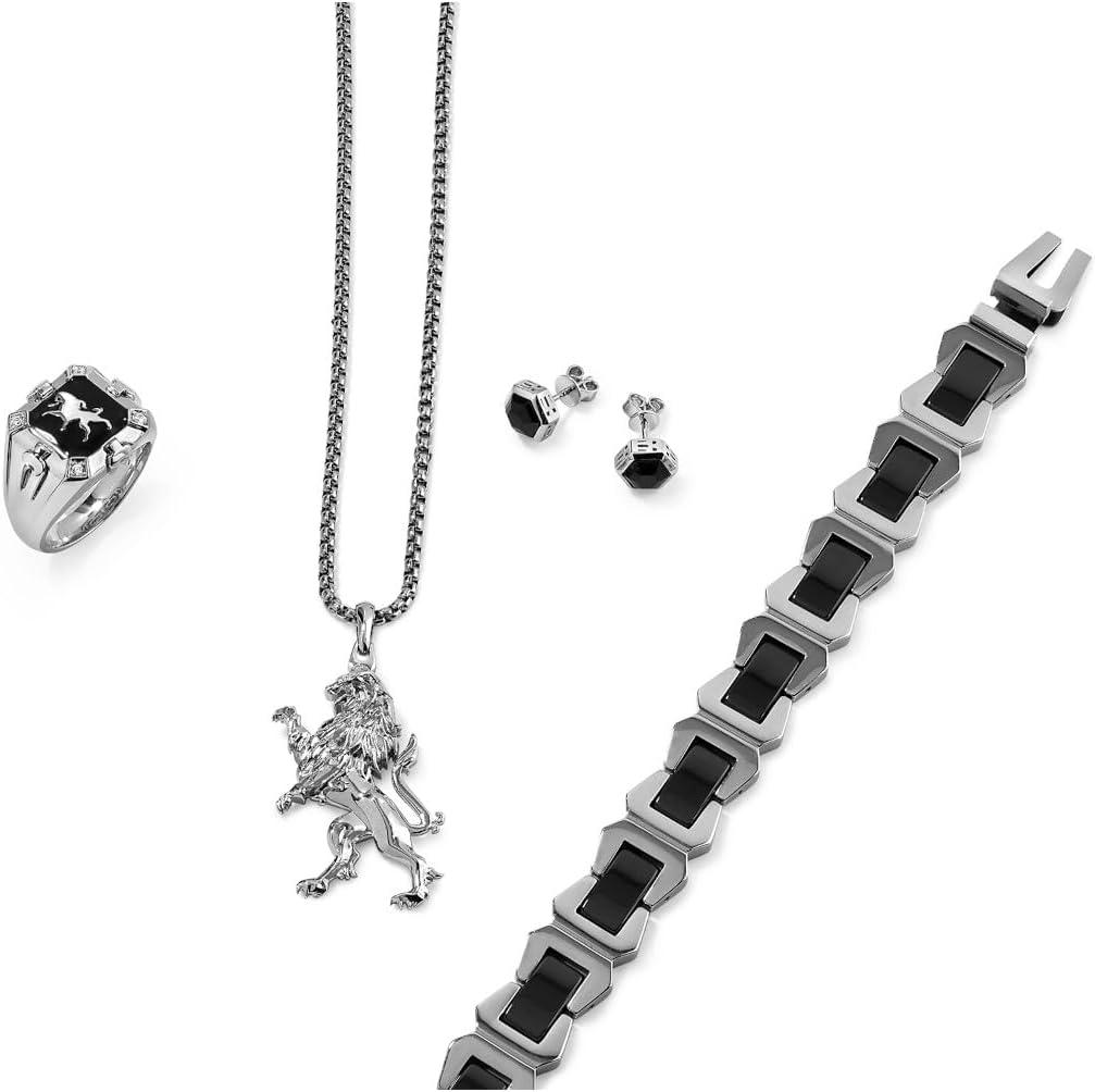 imageBulova Mens Jewelry Crest of Bohemia Necklace in Rhodium Plated Stering Silver with Round Box Link Chain StyleBVP1015WSNA
