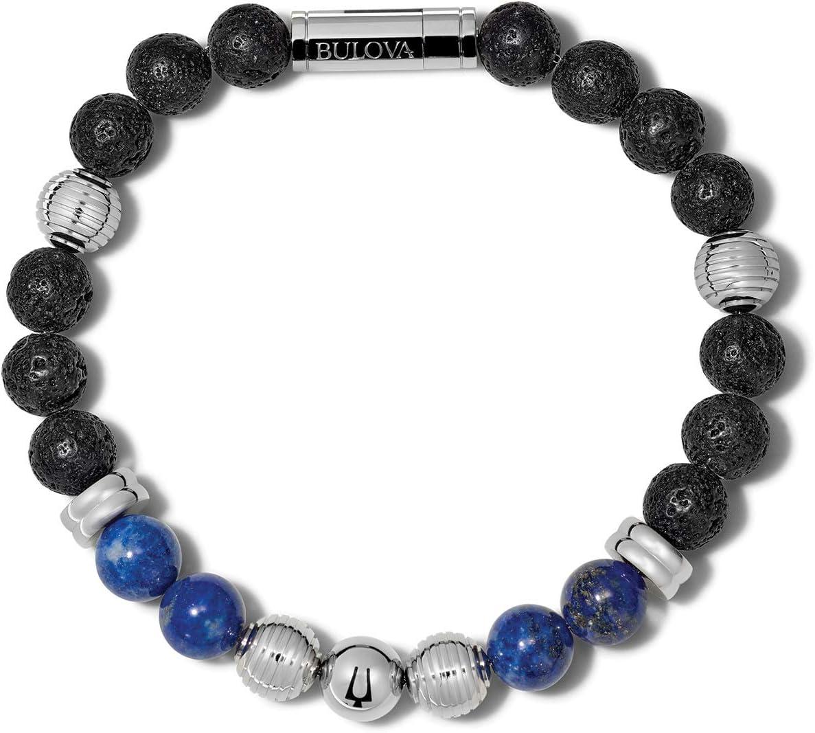 imageMens Classic Beaded Bracelet with Cylinder ClaspSemiprecious Lapis