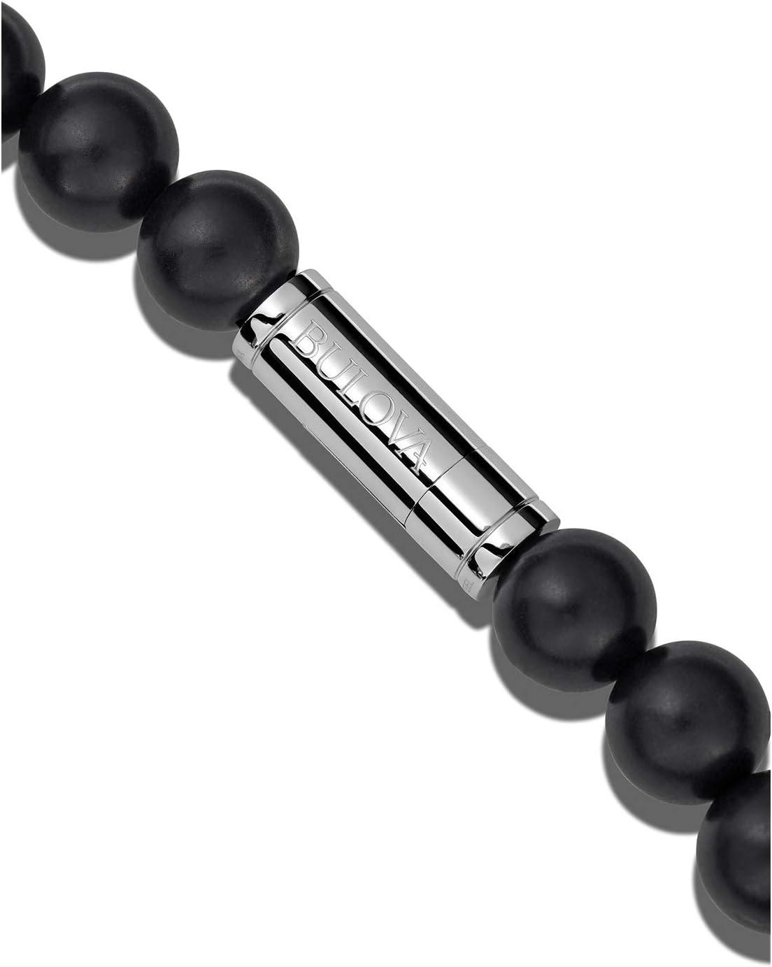 imageMens Classic Beaded Bracelet with Cylinder ClaspStainless Steel