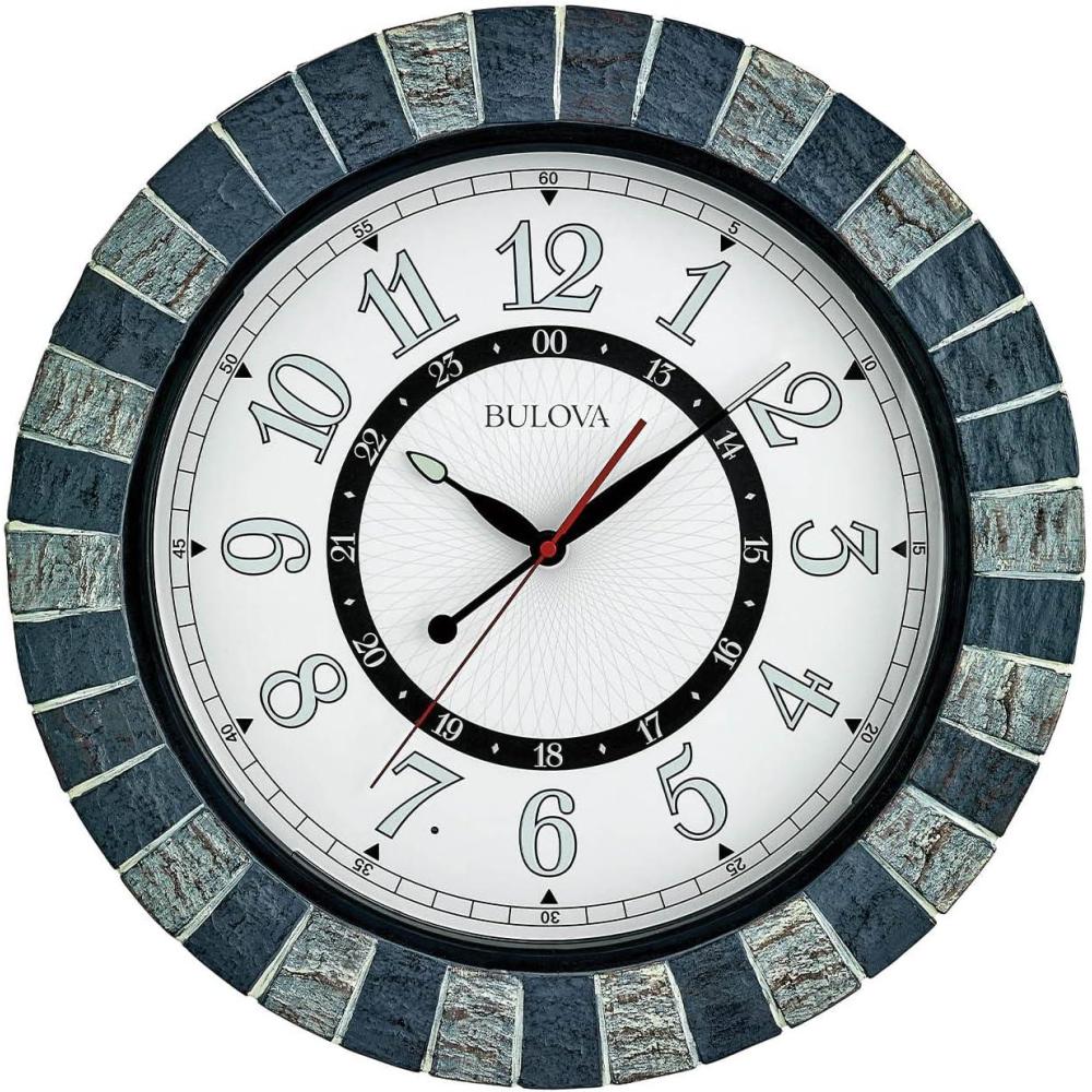 imageBulova C3392 Outdoor Lighted Patio Clock WeatherResistant Large Numerals Elegant Finish Outdoor Battery Powered