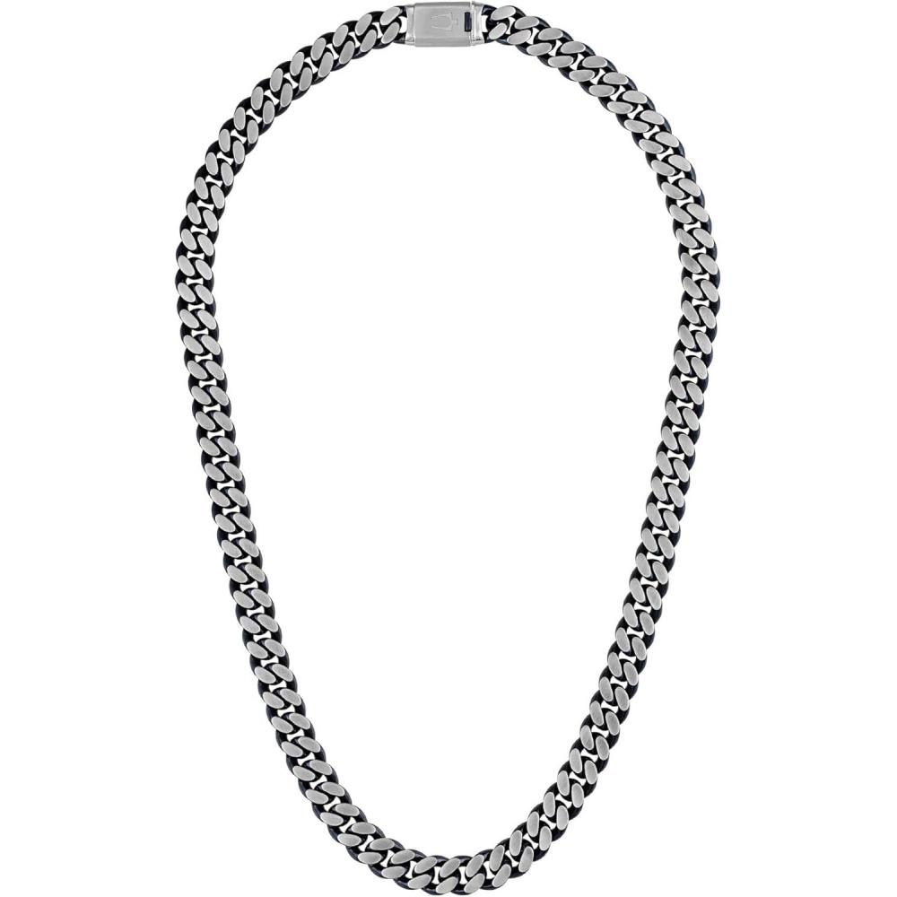 imageBulova Jewelry Mens Classic 24mm Curb Chain Blue IP and Brushed Stainless Steel Necklace Length 24 StyleBVC1054SLSTNA