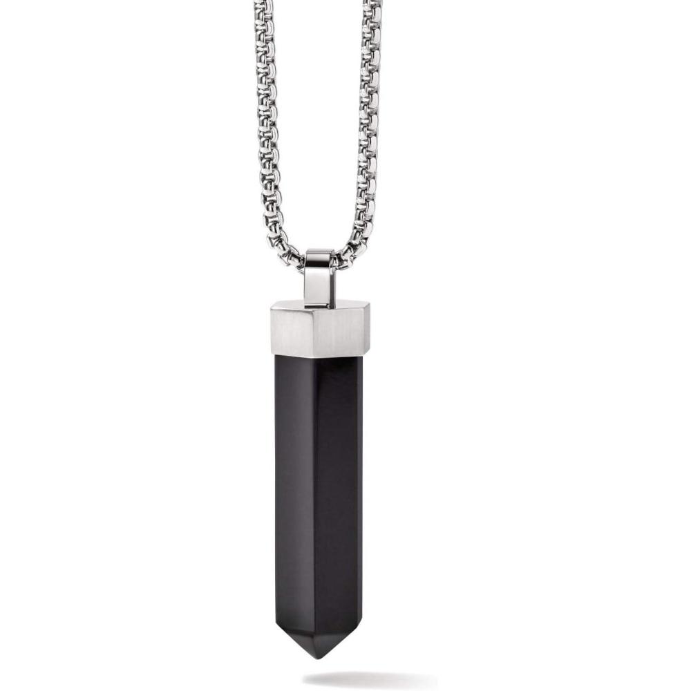 imageBulova Mens Classic Round Box Link Chain Necklace with Obelisk PendantSemiPrecious Onyx