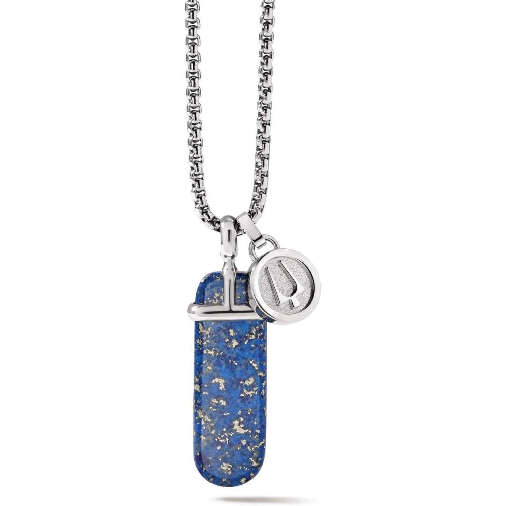 imageBulova Mens Classic Round Box Link Chain Necklace with Polished PendantSemiPrecious Lapis