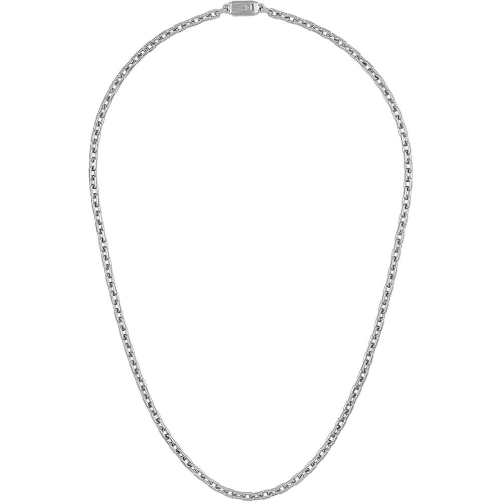 imageBulova Mens Icon Jewelry SilverTone Stainless Steel Necklace Polished Stainless Steel Necklace Designed In The Shape Of An Elongated Hexagon Length 24 Style BVC1077XSTNA24