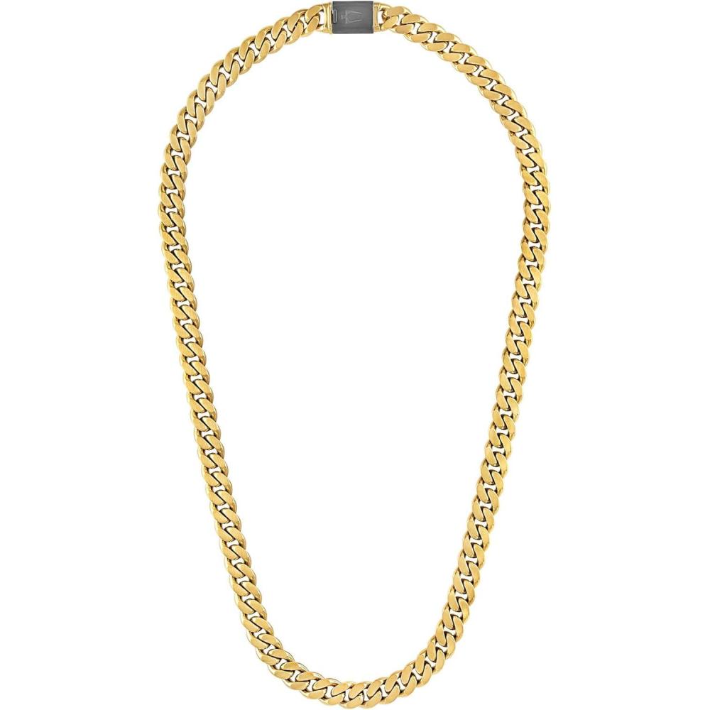 imageBulova Mens Jewelry Classic Gold Tone Stainless Steel Curb Chain Necklace 10mm Length 24 StyleBVC1056GOSTNA