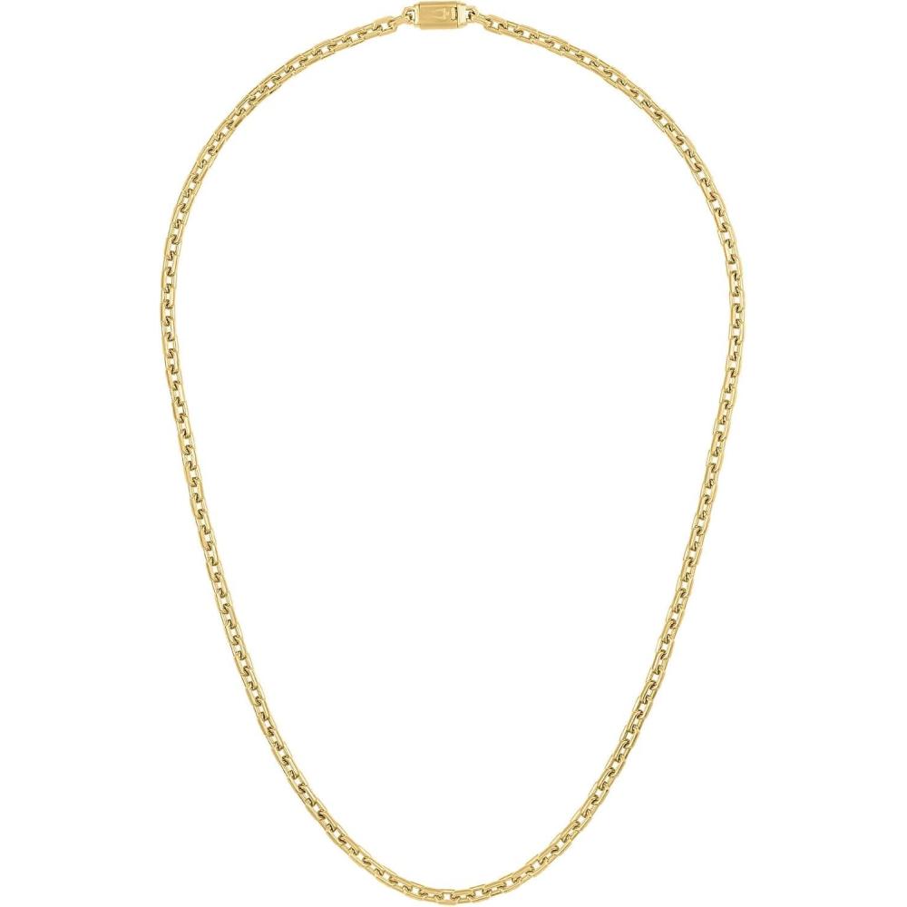imageBulova Mens Jewelry GoldTone Stainless Steel Necklace Hexagon Cable Chain With Iconic Tuning Fork Logo Lenght 24 Style BVC1077GSTNA24