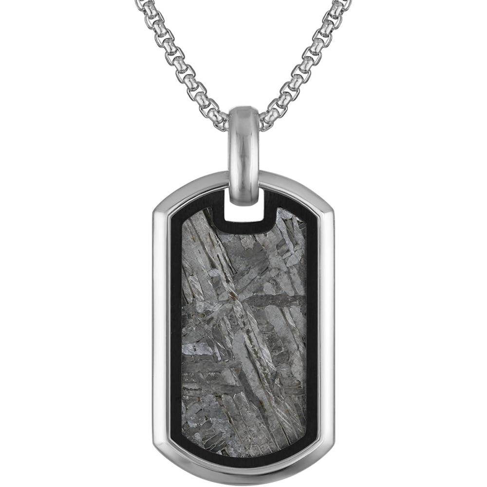 imageBulova Mens Jewelry Polished And Black SilverTone Stainless Steel Pendant Rounded Box Link Chain Necklace In Stainless Steel Adjusts From 24 To 26 Style BVP1114WLSTNA