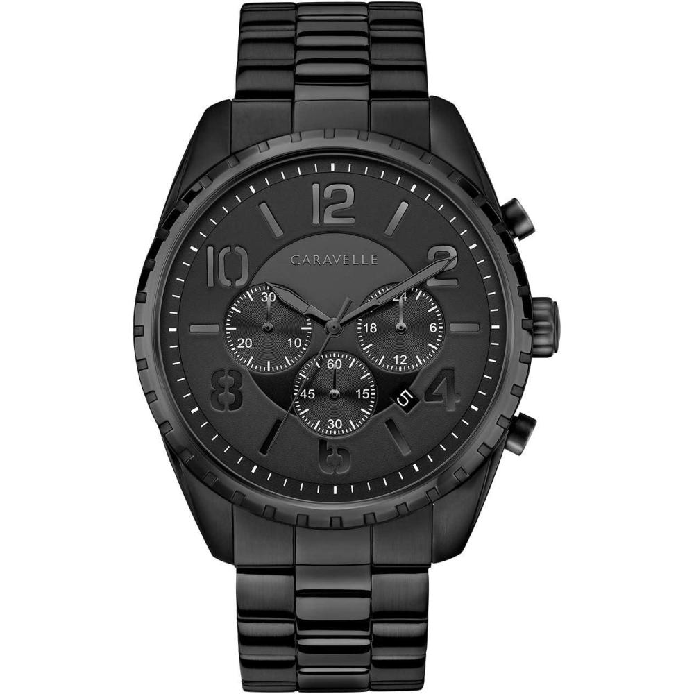 imageBulova Mens Sport Chronograph Quartz Black Ion Plated Stainless Steel Watch Black Dial Style 45B150