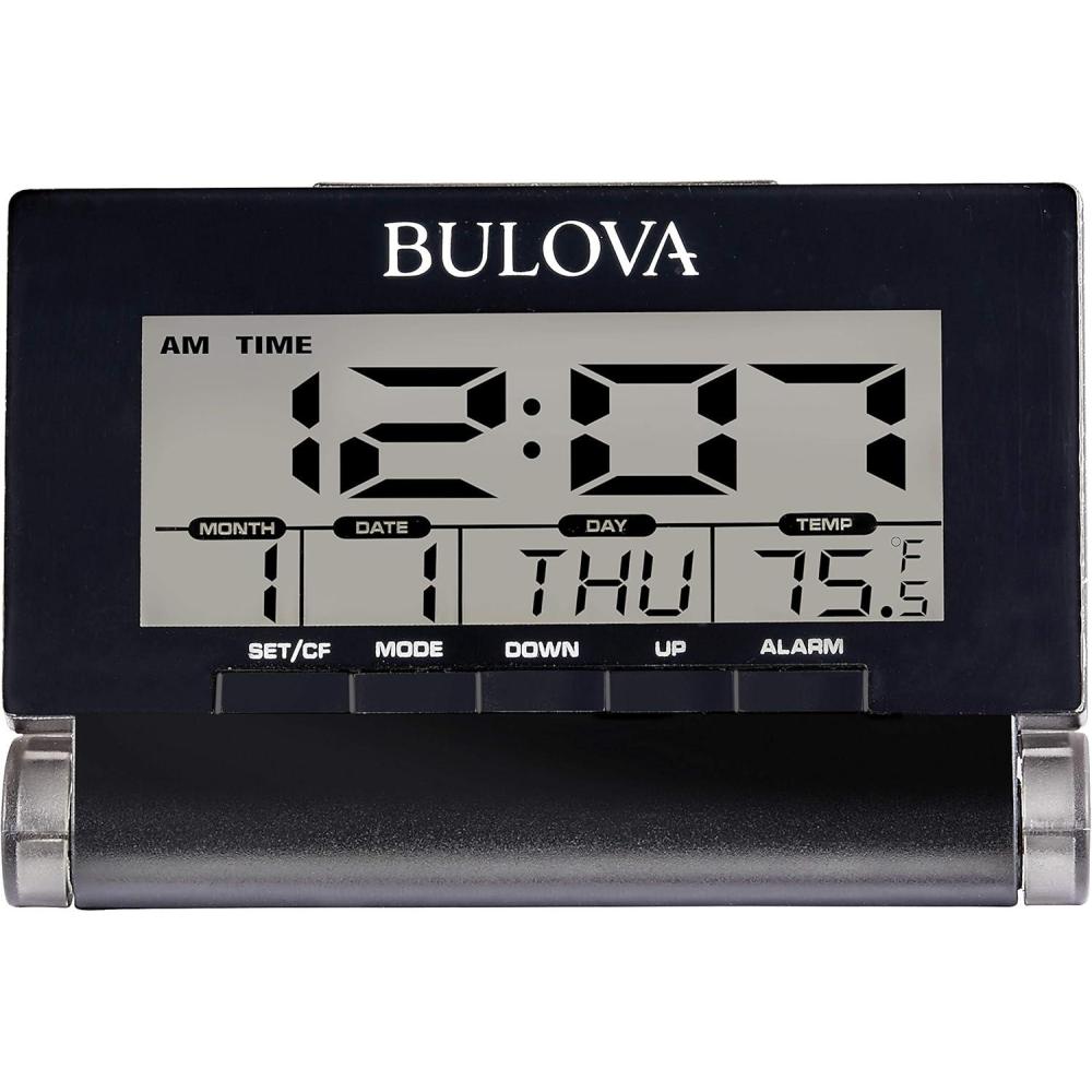imageBulova Travel Time Alarm Clock Black B1707