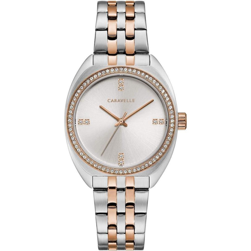 imageCaravelle Retro Quartz Ladies WatchTwoToneSilverWhite dial