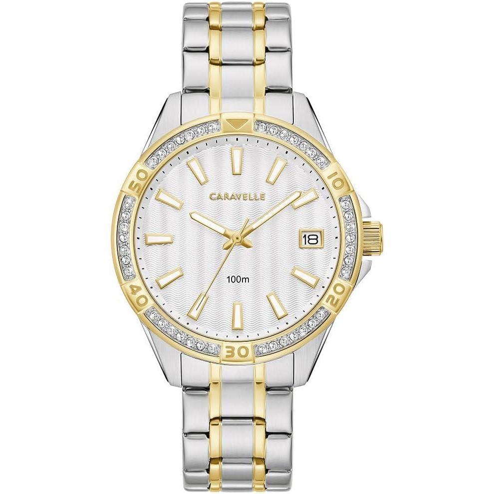imageCaravelle by Bulova Ladies Aqualuxx Crystal Quartz Stainless Steel Watch 100M Water ResistantTwo Tone Gold