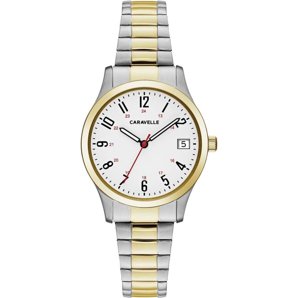 imageCaravelle by Bulova Ladies Traditional 3Hand Quartz Stainless Steel Watch with Expansion Band 30mmTwo Tone Gold