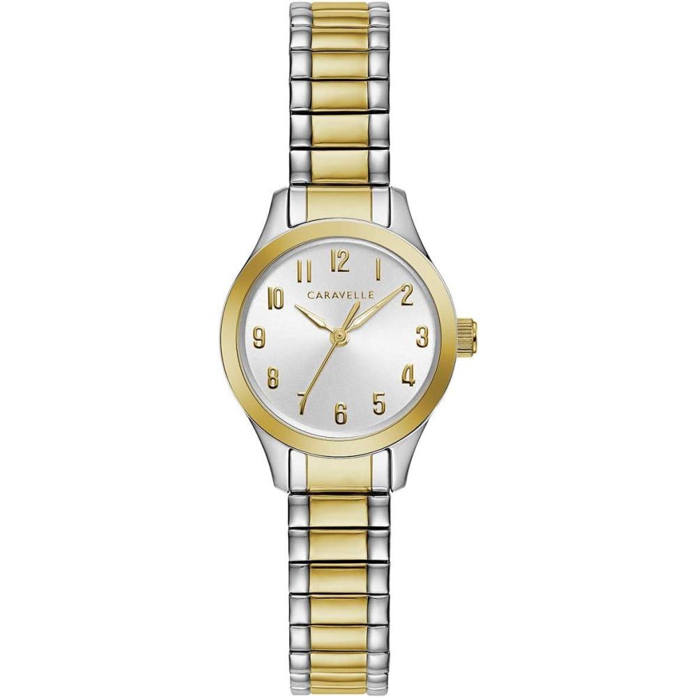 imageCaravelle by Bulova Ladies Traditional Mini 3Hand Quartz Expansion Band Watch Arabic Markers 24mmTwo Tone Gold