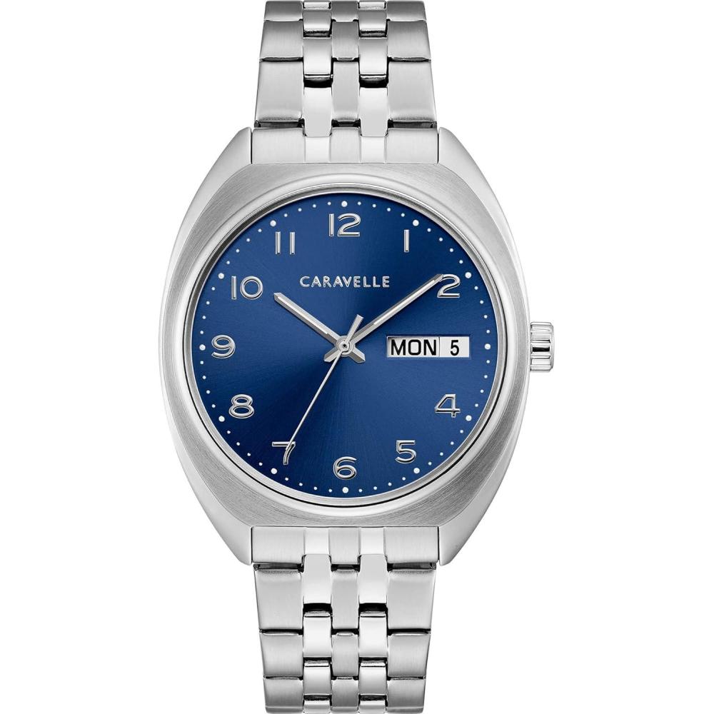 imageCaravelle by Bulova Retro Quartz Mens Watch Stainless Steel SilverTone Model 43C120
