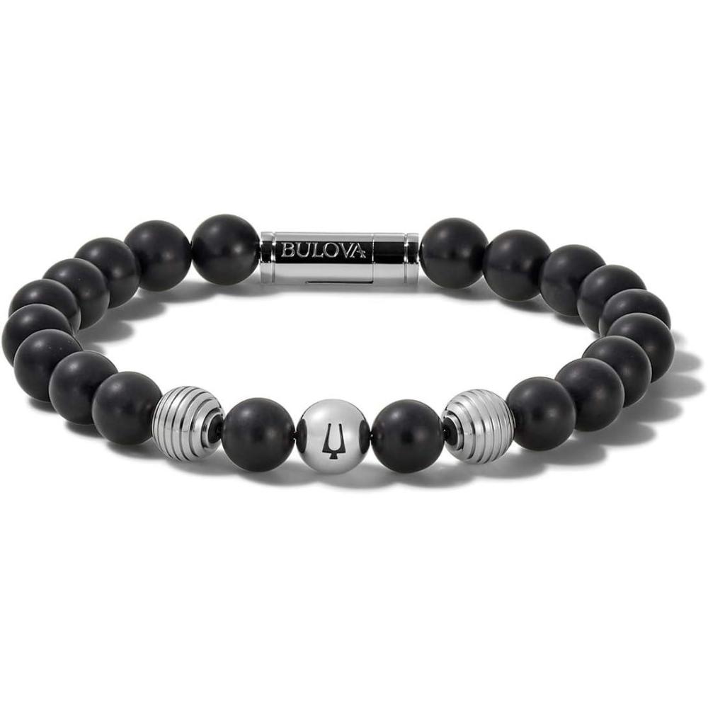 imageMens Classic Beaded Bracelet with Cylinder ClaspStainless Steel