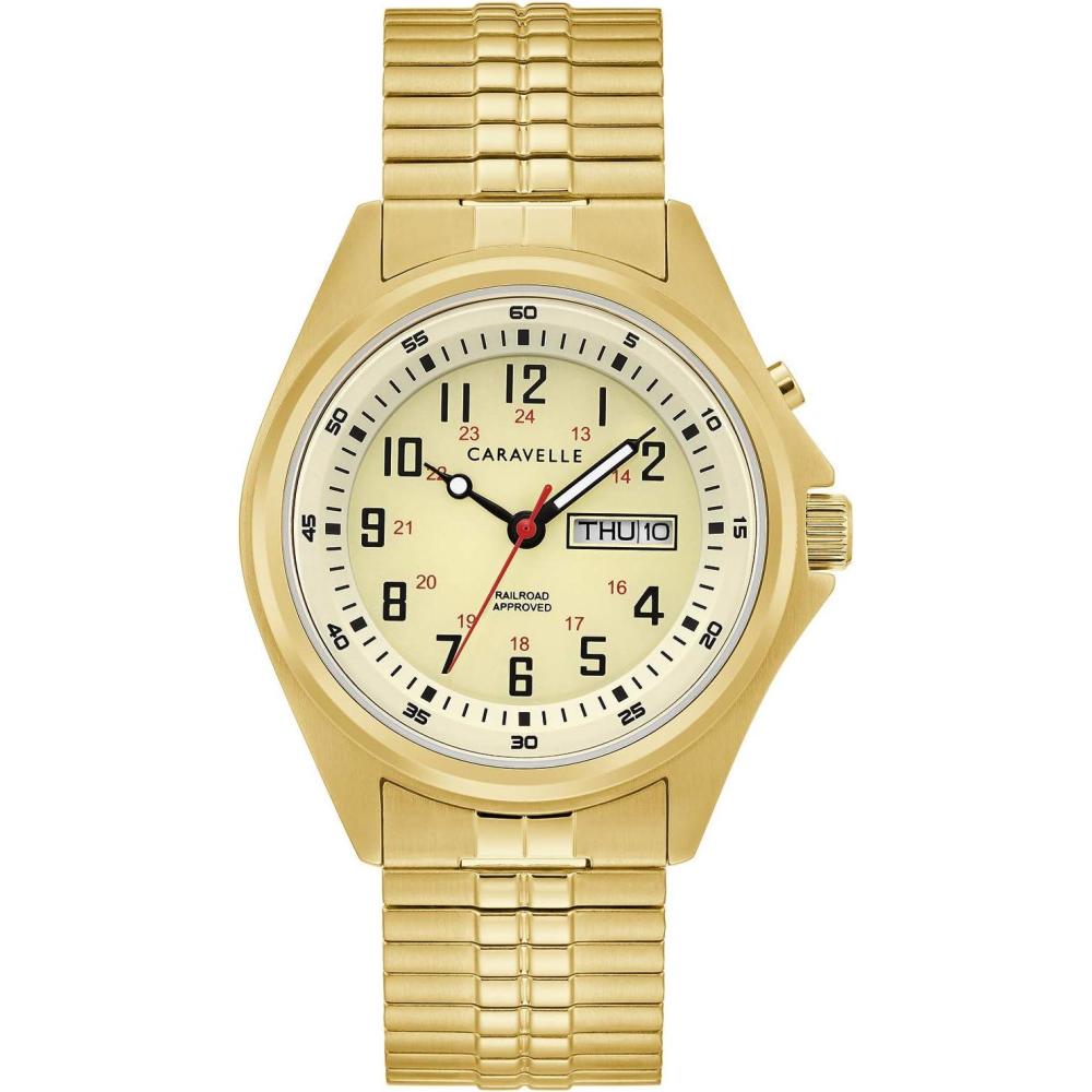 imageMens Traditional 3Hand Day and Date Quartz Watch Light Up Stainless Steel 40mmGold Tone