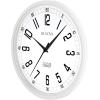 Bulova C5002 Accuracy Wall Clock | Ultra High Precision Quartz Movement | Oversized 12.5″ Modern White Round Frame | Easy-to-Read Numbers | Automatically Adjusts to Daylight Savings | Battery-Powered