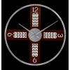 Bulova Flagstaff Illuminated Wall Clock C4335 | 24″ Walnut & Pewter Frame with LED Backlight | Quartz Movement | Battery Operated | Dimmer & Timer | Rustic Modern Design