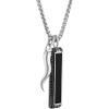 Bulova Jewelry Men’s Icon Black Onyx and Black Diamond Amulet Sterling Silver Pendant and Rounded Box Link Chain Necklace, Length 24-26″ Style:BVP1032-WSAA