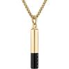 Bulova Jewelry Men’s Icon Gold Stainless Steel and Inlay Black Spinel Bar Shaped Amulet Pendant and Yellow Stainless Steel Rounded Box Link Chain Necklace,Length 24″-26″ Style:BVC1074-YSTBSP