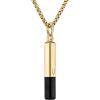 Bulova Jewelry Men’s Icon Gold Stainless Steel and Inlay Black Spinel Bar Shaped Amulet Pendant and Yellow Stainless Steel Rounded Box Link Chain Necklace,Length 24″-26″ Style:BVC1074-YSTBSP