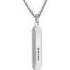 Bulova Jewelry Men’s Marine Star Pendant Necklace with Rounded Box Chain(Stainless Steel/ Black Onyx)