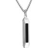 Bulova Jewelry Men’s Marine Star Pendant Necklace with Rounded Box Chain(Stainless Steel/ Black Onyx)