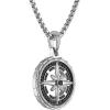 Bulova Jewelry Men’s Marine Star Stainless Steel with Black Diamonds Compass Pendant, Stainless Steel Rounded Box Link Chain,Length 24″-26″, Style: BVP1061-SBSTAA