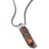 Bulova Men’s Classic Round Box Link Chain Necklace with Obelisk Pendant(Tiger’s Eye)