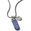 Bulova Men’s Classic Round Box Link Chain Necklace with Polished Pendant(Semi-Precious Lapis)