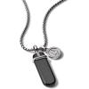 Bulova Men’s Classic Round Box Link Chain Necklace with Polished Pendant(Semi-Precious Onyx)