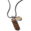Bulova Men’s Classic Round Box Link Chain Necklace with Polished Pendant(Tiger’s Eye)