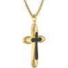 Bulova Men’s Jewelry 14k Gold-Plated Sterling Silver Necklace, Cross Pendant with Black Agate Inlay and Round Box Link Chain, Style:BVP1018-YSBA