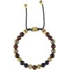 Bulova Men’s Jewelry Classic Semi-Precious Beaded Bolo Bracelet, Stainless Steel, Matte Black Onyx, Sliding Clasp, 8MM Beads(Brown Tiger’s Eye/ Matte Pyrite)