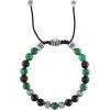 Bulova Men’s Jewelry Classic Semi-Precious Beaded Bolo Bracelet, Stainless Steel, Matte Black Onyx, Sliding Clasp, 8MM Beads(Malachite / Black Lava Beads)