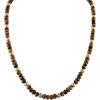Bulova Men’s Jewelry Classic Semi-Precious Beaded Necklace(Tiger’s Eye/ Pyrite/ 14K Gold Sterling Silver)