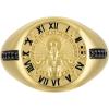 Bulova Men’s Jewelry Gold-Tone Polished 14K Gold-Plated Sterling Silver Ring, Features A Raised Image Of Chronos, The God Of Time, Black Diamonds Totaling 0.10 Cttw Size 10. Style: BVR1050-YSAA